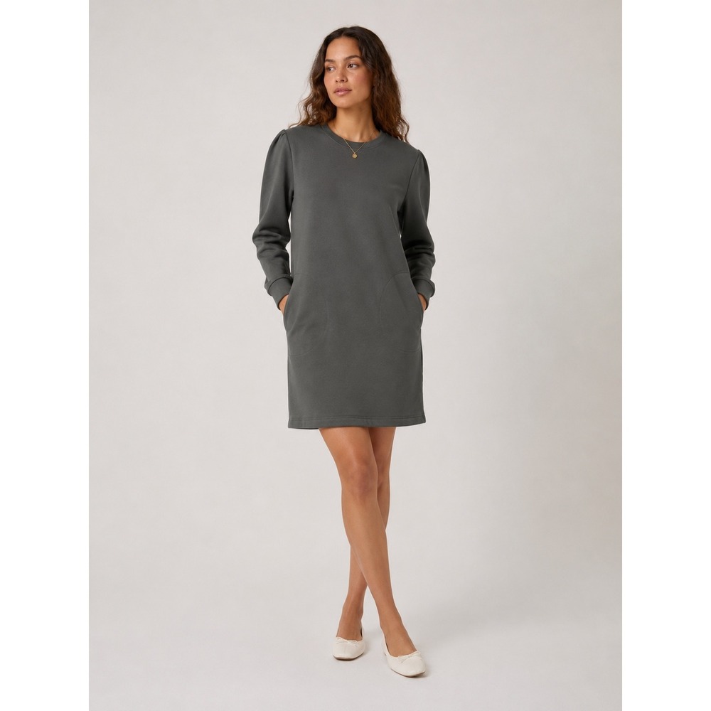 Spanx AirEssentials Crew Neck Dress Classic Grey Long Sleeve Pocketed Medium